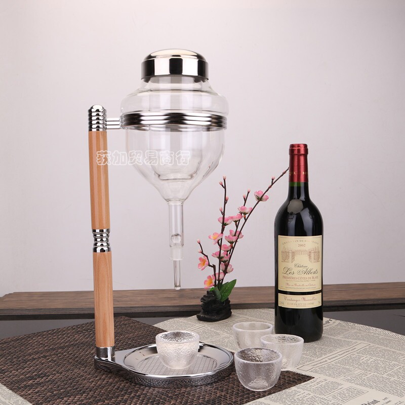 日式高端不锈钢架子清酒壶玻璃冰酒器快速醒酒分酒滴漏栓温酒器具