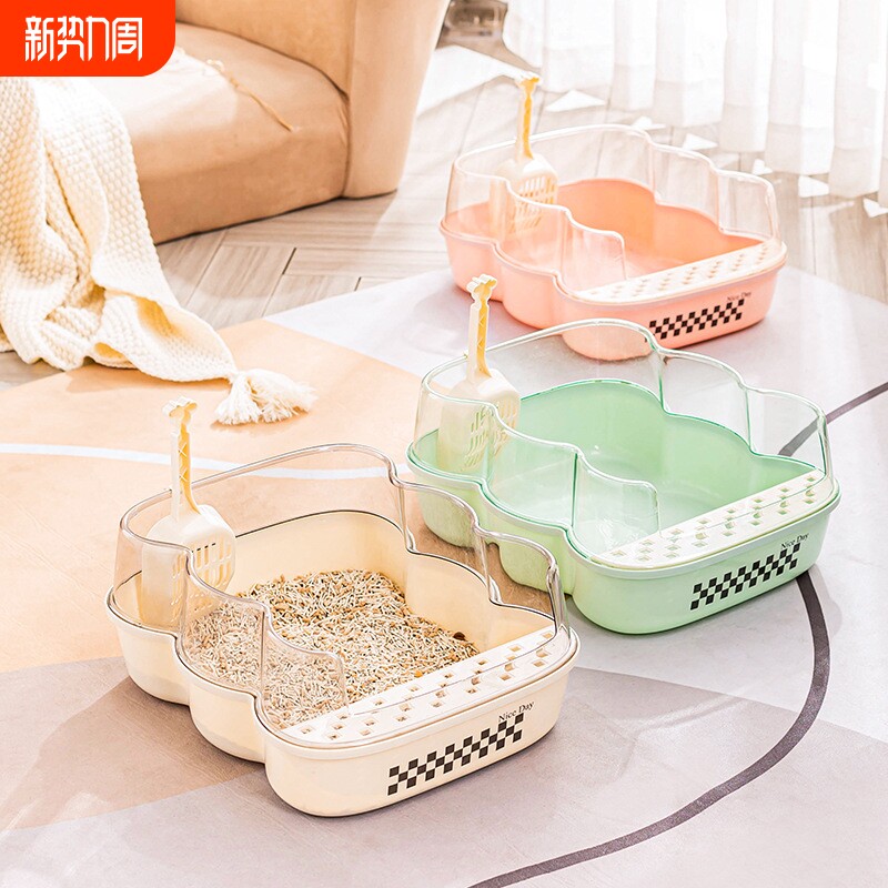 猫砂盆特大号半封闭猫厕所高围栏防外溅猫屎盆大号猫砂盆脚踏漏砂