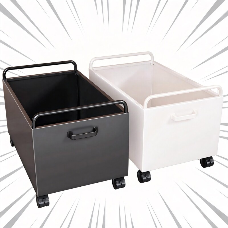 书本收纳箱学习桌下书包置物架带滑轮整理箱可移动书籍放置箱带轮