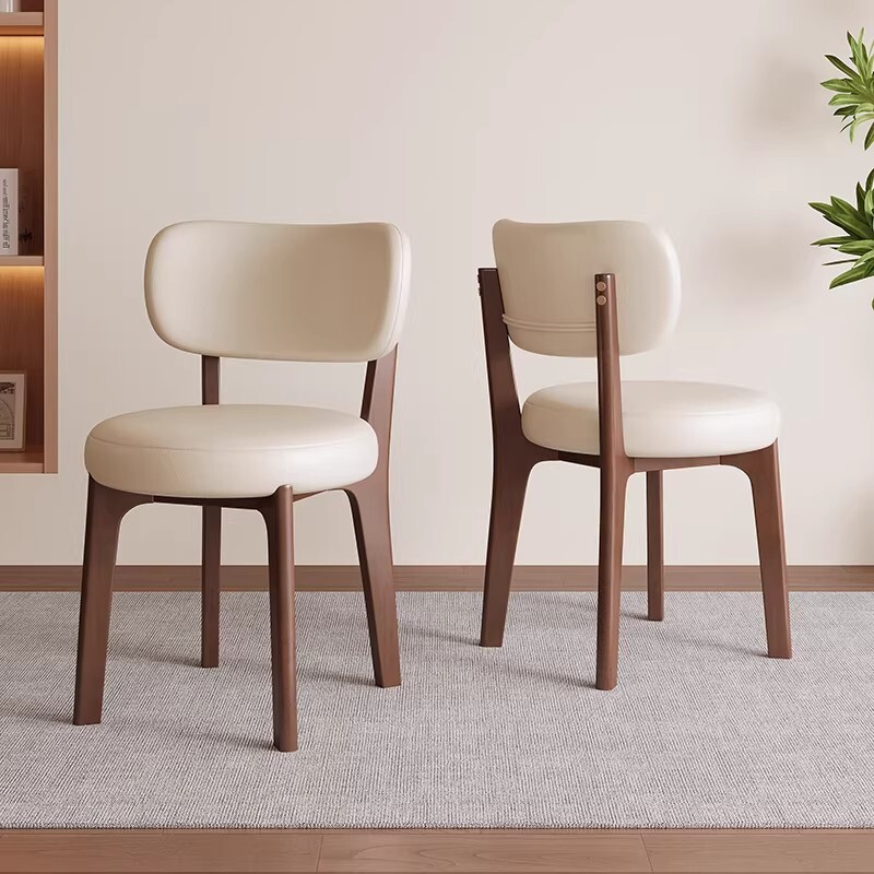 全实木餐椅家用意式中古风轻奢高级感靠背椅子小户型餐厅餐桌椅凳