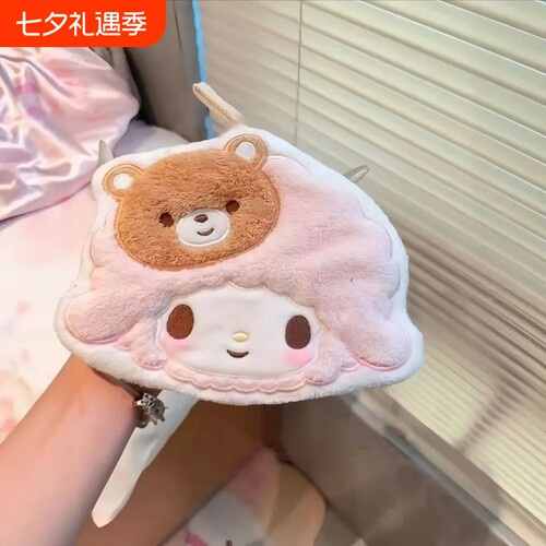 甜妹可爱ins粉色小羊毛巾手巾甜美少女新款心超厨房吸水萌擦手巾