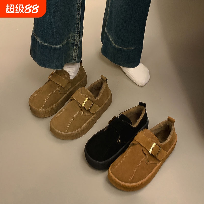 网红加绒厚底增高勃肯鞋女2025年新款秋冬季保暖雪地靴博肯棉鞋子