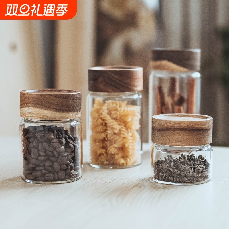 直径65mm小号玻璃储物罐茶叶咖啡豆密封罐玻璃瓶玻璃罐罐子便携