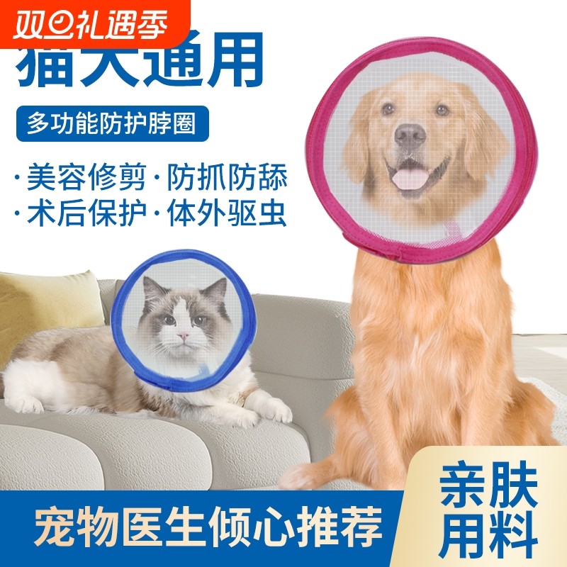 彩色边伊丽莎白圈宠物防护圈猫咪项圈猫狗美容罩防咬防舔圈