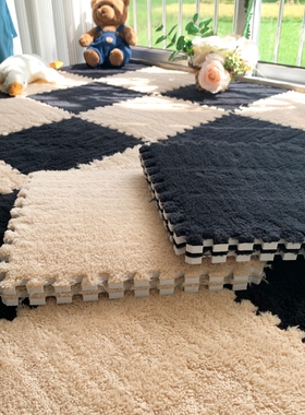 毛绒地毯床边毯家用房间地垫卧室全铺少女客厅毛毯垫子防滑绿色