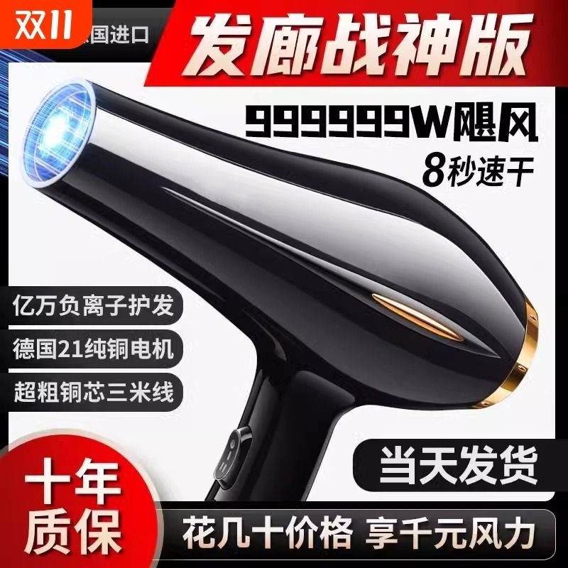 电吹风机负离子护发静音速干家用大风力蓝光大功率理发店专用宿舍