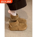 内增高厚底雪地靴女2025冬季新款皮毛一体短靴加绒保暖勃肯棉鞋子
