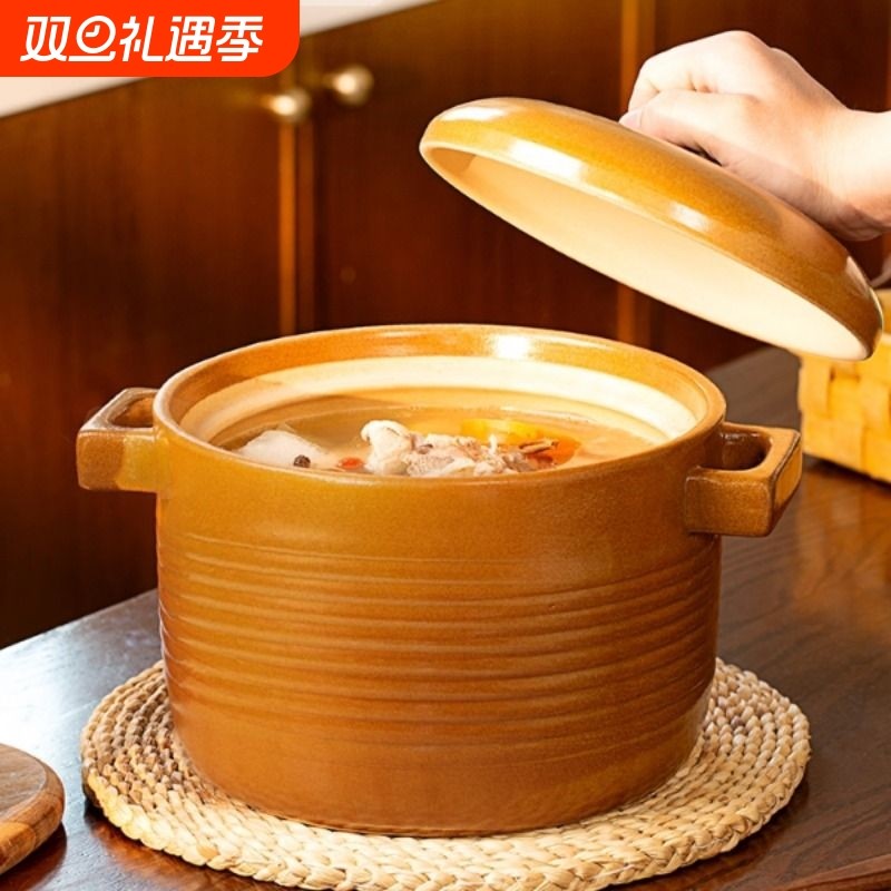 平定砂锅奕寿无釉土砂锅家用燃气耐高温煲汤锅汤煲无涂层老式炖锅