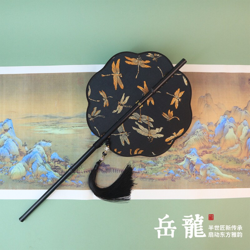 复古中式腰扇古风可卷团扇中国风女汉服儿童小便携挂腰古典扇子