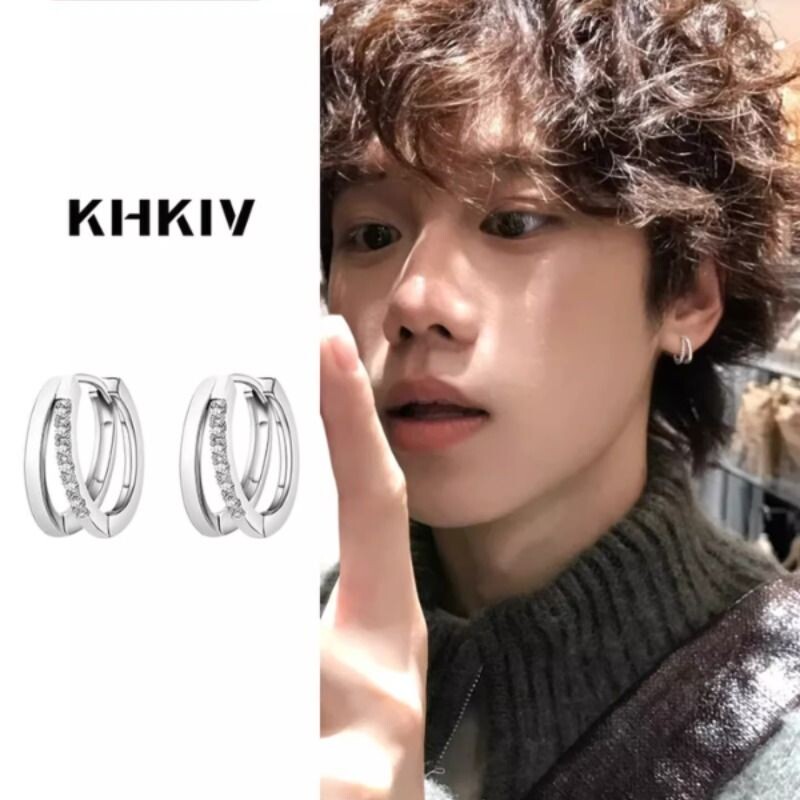男士耳环纯银耳扣耳钉小众独特设计感个性简约百搭新款男耳饰耳圈