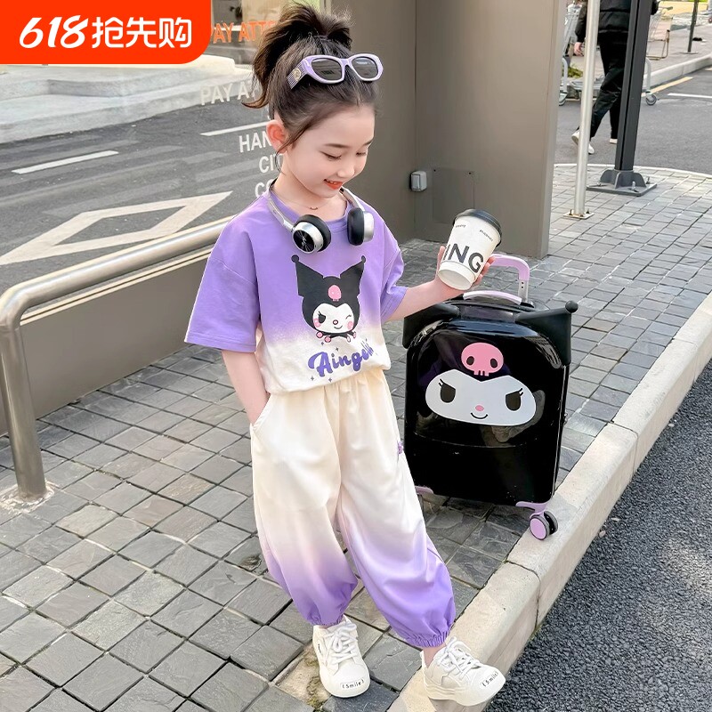 女童套装衣服儿童夏季夏装2026新款女宝宝洋气时髦短袖库洛米薄款