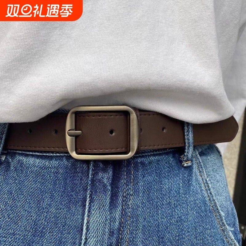 腰带皮带日本无印おびごこ高级感真皮女新款百搭牛仔裤男学生裤带