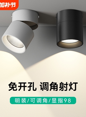 明装射灯可调角度客厅折叠吸顶天花灯免玄关桶灯led灯过道卧室