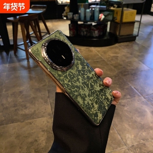 适用荣耀magicv5手机壳新款丝绒硬壳电镀镜框防摔华为MagicVs3折叠屏带中轴全包超薄V3商务honorvs2保护套V2