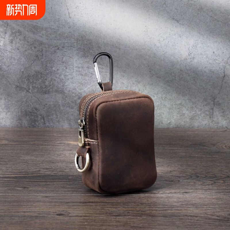 复古头层软皮挂包穿皮带卡包收纳包零钱香烟钥匙休闲迷你户外包