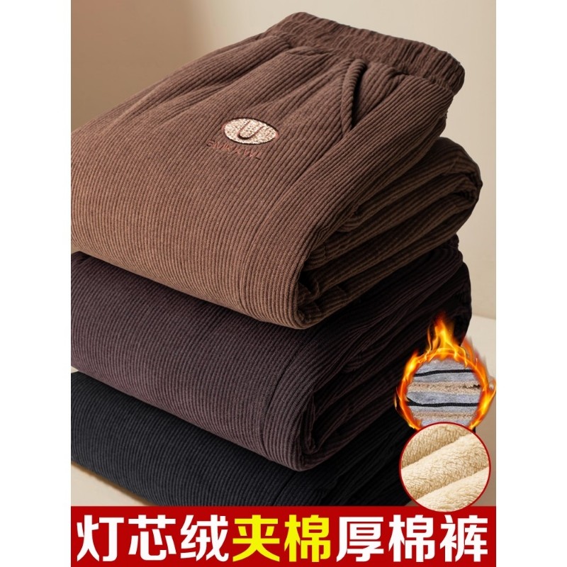 中老年女裤冬季加绒保暖棉裤加厚妈妈裤子奶奶裤外穿老年人灯芯绒
