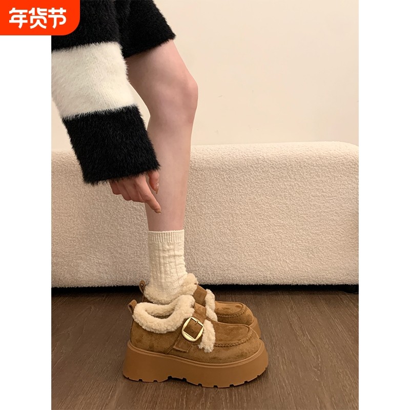 厚底增高加绒保暖雪地靴女鞋2025新款冬季毛毛鞋勃肯鞋乐福鞋棉鞋,女鞋,棉鞋,淘宝优惠券,粉丝福利购,淘宝优惠卷