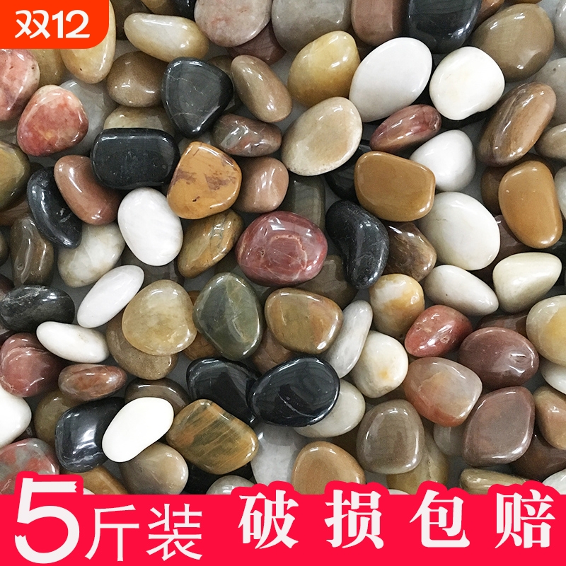 天然鹅卵石小石头石子雨花石原石庭院鱼缸花盆造景五彩石大鹅软石
