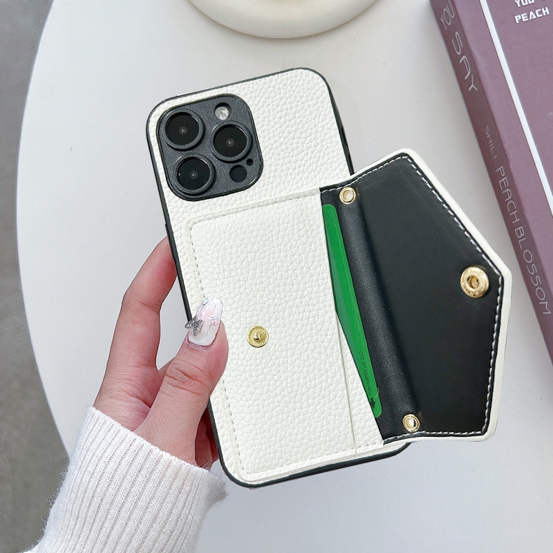 荔枝纹简约插卡时尚防摔手机壳