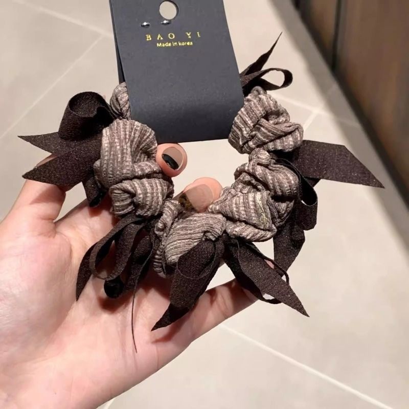 发圈东大门小众编织蝴蝶结大肠显发量丸子头发绳高级感马尾头绳