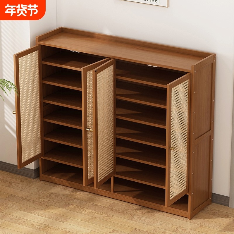 鞋架入户门口家用玄关柜一体实木带门防尘收纳柜出租屋用鞋柜走廊