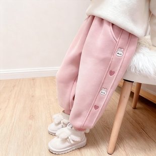 中小儿童加绒保暖运动长裤 外穿一体绒卫裤 女宝宝 子秋冬棉裤 女童裤
