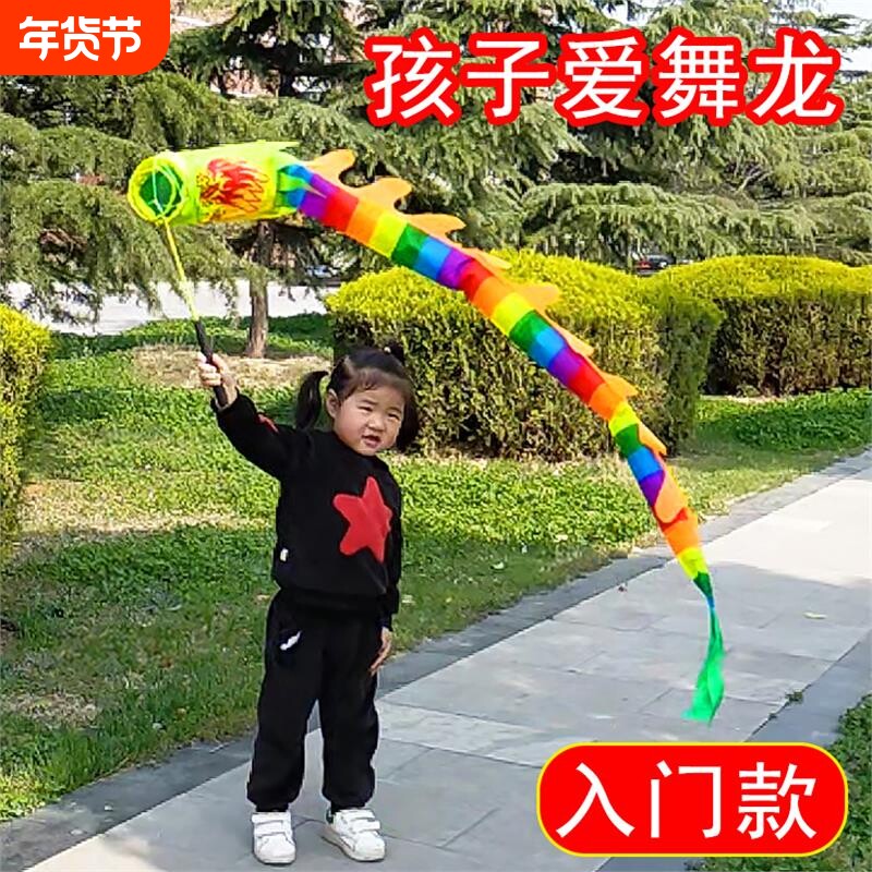 儿童舞龙彩带甩龙手舞龙手甩龙广场健身空竹舞龙初学彩条健身龙