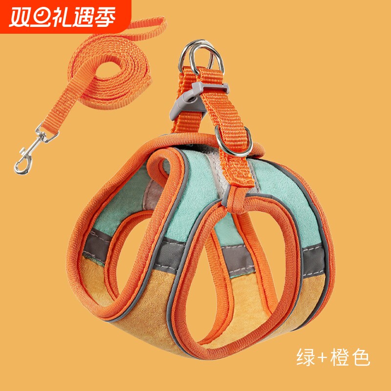 猫咪牵引绳胸背带防挣脱可爱魔术贴安全扣反光外出遛猫绳子可调节