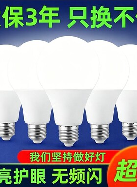 LED灯泡螺丝口节能E27大螺口家用护眼超亮控制防水无频闪质保白光