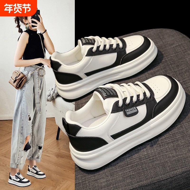 黑白板鞋女鞋冬季新款小白鞋女学生百搭厚底增高回力运动休闲潮鞋,女鞋,休闲板鞋,淘宝优惠券,粉丝福利购,淘宝优惠卷