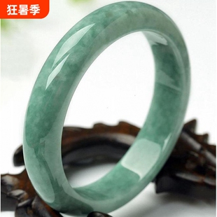 正品翠色旺夫真玉石手镯女贵州翠浅绿飘花镯子学生妈妈节生日礼品