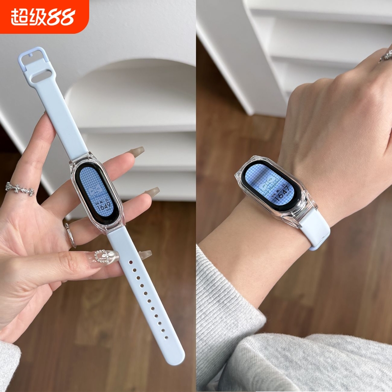 适用小米手环10代手表9日字扣硅胶8表带nfc版新款智能xiaomi手环9酒红色10男生女士8专用夏季透气运动腕带