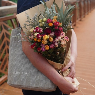 情人节多头玫瑰干花云南干花泡泡真花客厅装 饰花礼物鲜花摆放卧室