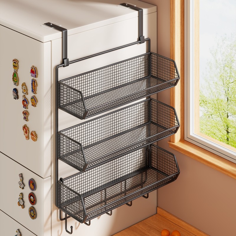 冰箱置物架侧面边收纳架壁挂大容量多层保鲜膜调料瓶免打孔放置架