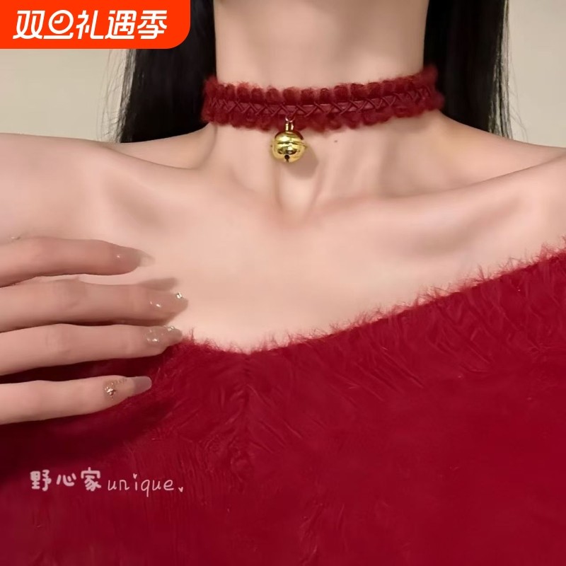 【叮铃叮铃】圣诞节铃铛毛绒项链甜美喜庆氛围感choker颈链锁骨