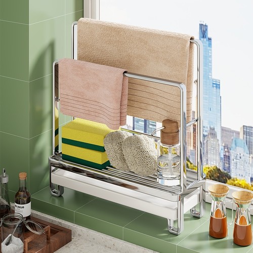 厨房抹布置物架不锈钢沥水收纳