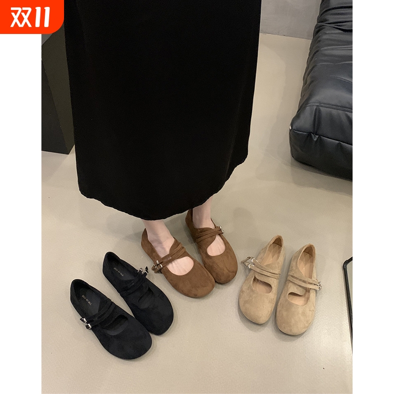 法式平底浅口单鞋女2025新款秋季复古芭蕾舞玛丽珍鞋豆豆鞋勃肯鞋