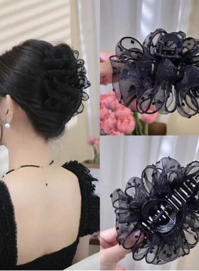 抓夹超仙夹四季蓬松夹子泡泡新款盘发鲨鱼黑色百搭女气质时尚云朵