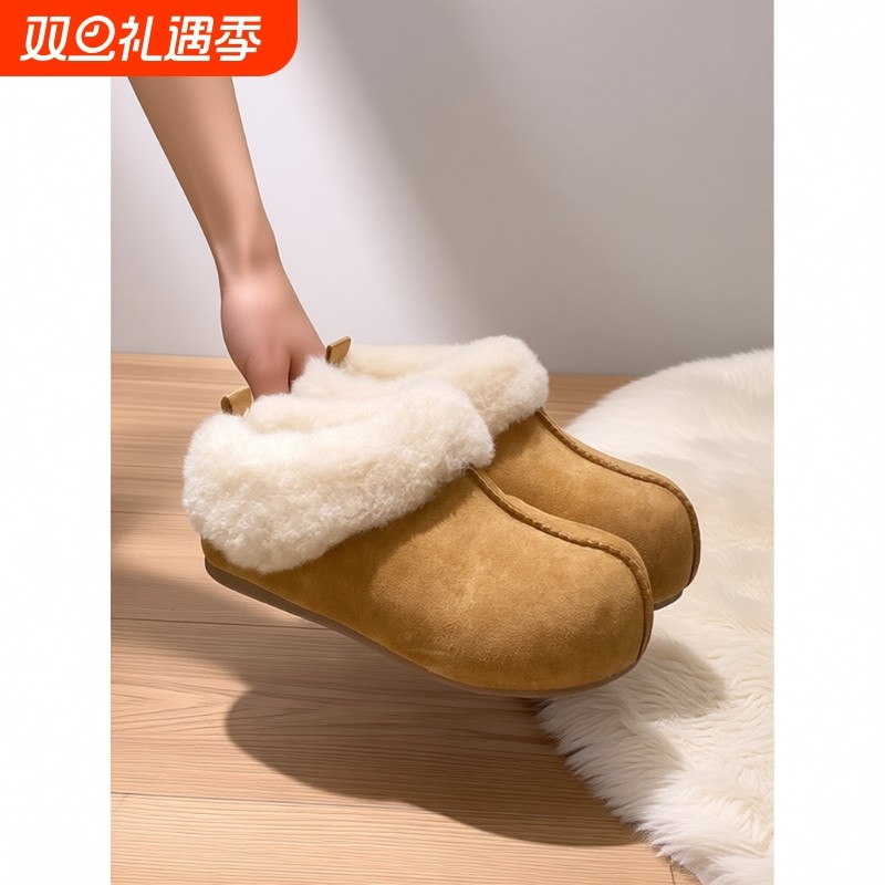 保暖厚底毛毛勃肯鞋女冬