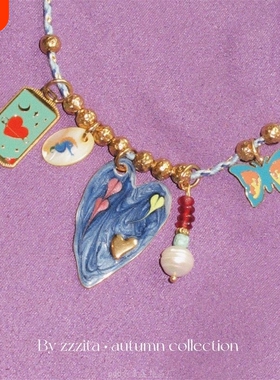 ZZZITA Sofia Neclace 美式嬉皮彩色吊坠编绳项链小众设计锁骨链