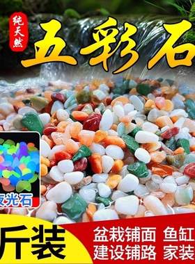 彩石雨花石鱼缸装饰造景底部砂石头火山石溪流石子原石天然石花盆