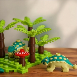 兼容乐高儿童恐龙积木甲龙宝宝迅猛龙森林场景益智拼装适用乐高