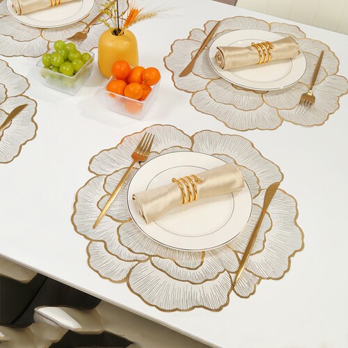 牡丹花餐垫西餐垫3D立体北欧风装饰垫桌垫隔热垫防滑防烫杯垫餐厅