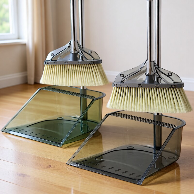 透明扫把簸箕梳齿型防风扫把套装扫帚卫生间干湿两用家用软毛加密