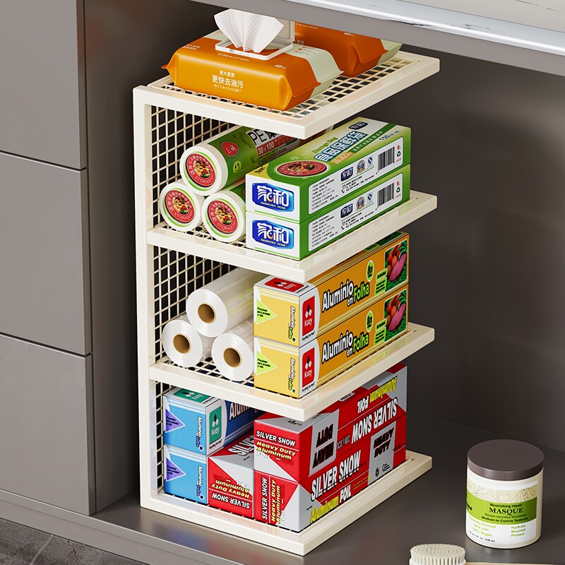 厨房保鲜膜置物架橱柜分层收纳架多层储物神器大容量保鲜袋整理架