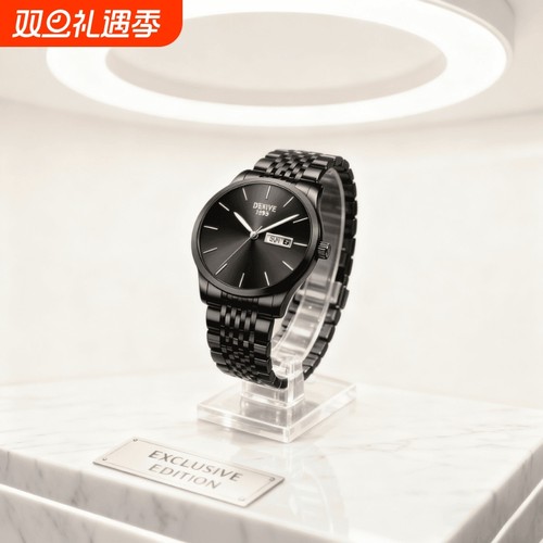 手表男款机械风全自动防水高级感全自动男表数字双日历防水腕表男