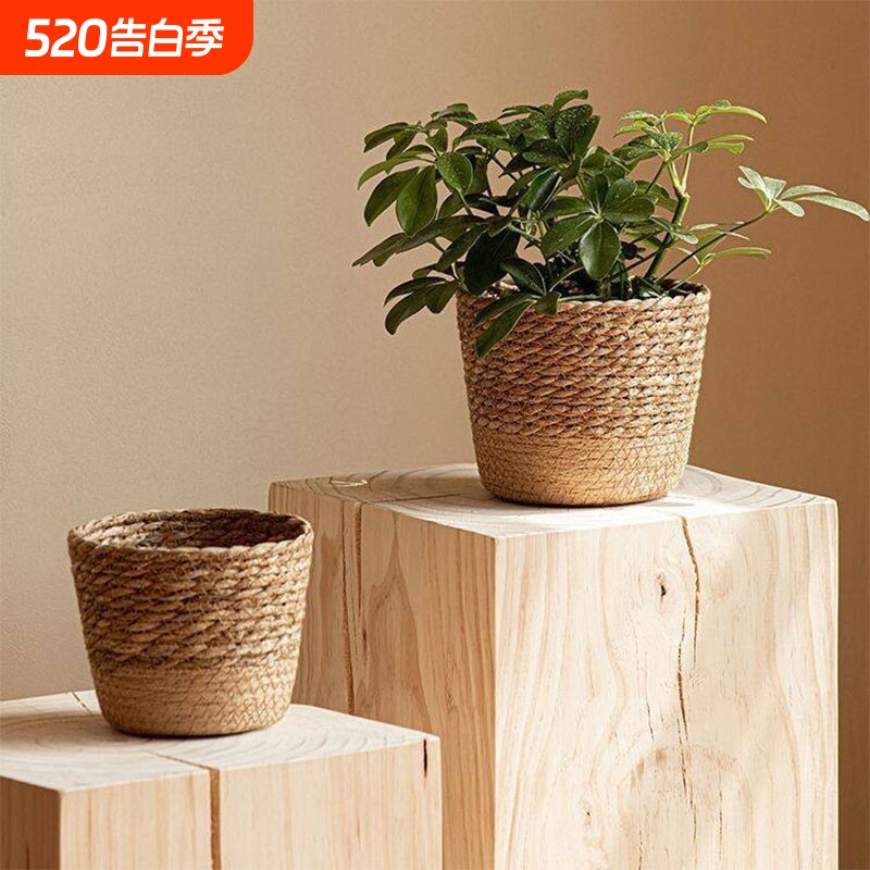 欧式天然海草编织花盆藤编植物绿植竹编篮家居装饰花器花篮收纳筐