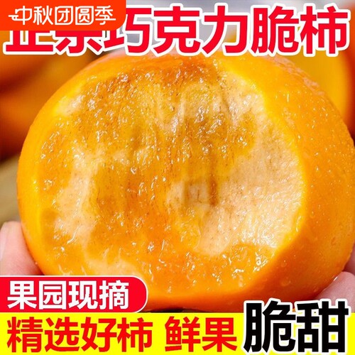 山西新鲜阳丰脆柿巧克力脆柿硬柿当季水果现摘现发甜柿子整箱包邮