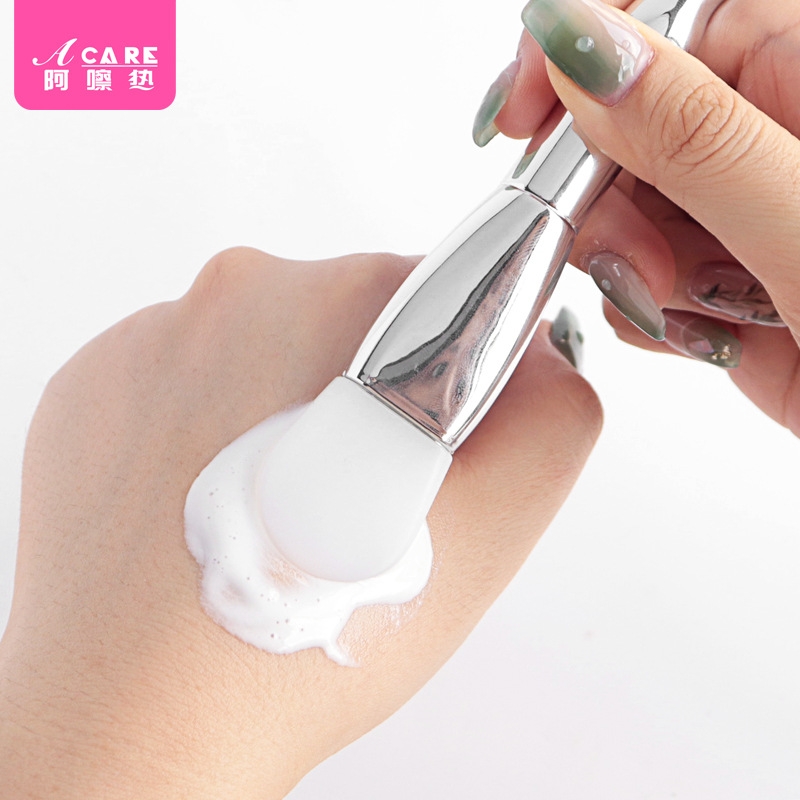 面膜刷DC1vq0-硅胶头银柄带挖勺脸部涂抹式泥膜美容院工具女化