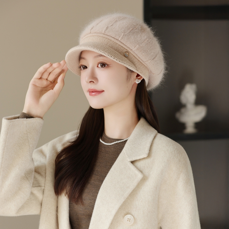 冬季兔毛针织帽女加厚保暖防风